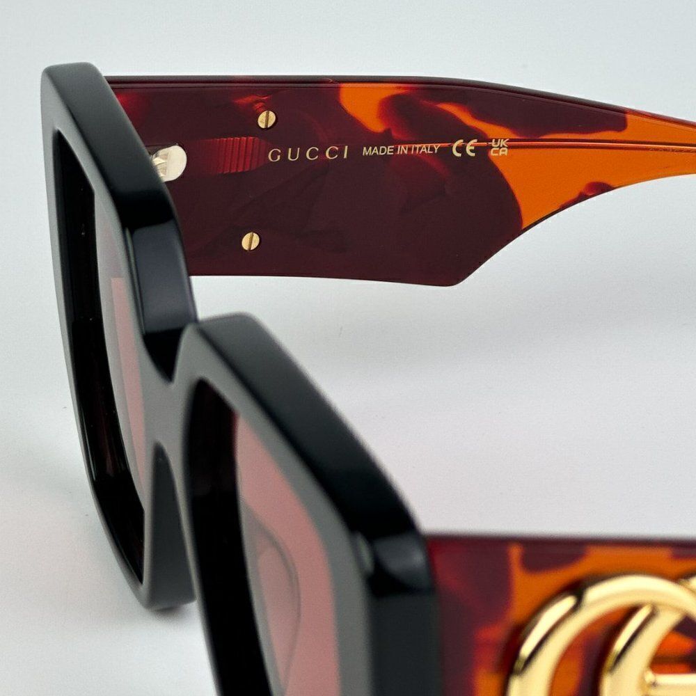 SALE! NEW Gucci GG0956S 009 Black Havana Orange Cat Eye Unisex Sunglasses - Picture 8 of 11